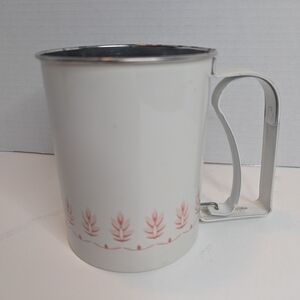 ANDROCK Vintage Metal Sifter Made In USA Retro Off White/Red/Pink Floral Print